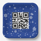 Frohe Weihnachts QR-Code für Schneeflocken Pappteller (Vorderseite)