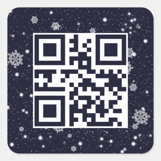 Frohe Weihnachts QR-Code in Schneeflocken Quadratischer Aufkleber (Vorderseite)
