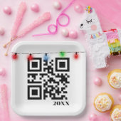 Frohe Weihnachts QR Code mit String Lights Pappteller (Party)