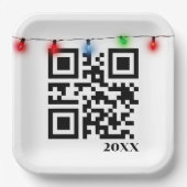 Frohe Weihnachts QR Code mit String Lights Pappteller (Vorderseite)