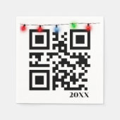 Frohe Weihnachts QR Code mit String Lights Serviette (Vorderseite)