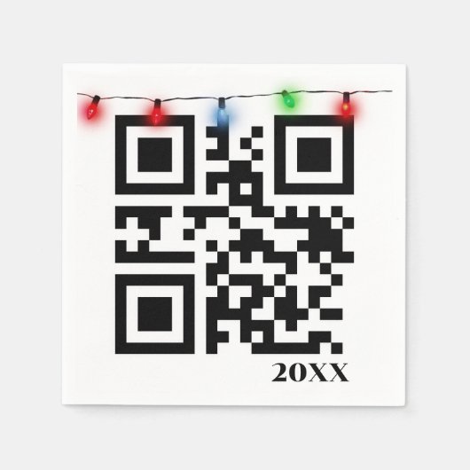 Frohe Weihnachts QR Code mit String Lights Serviette (Vorderseite)