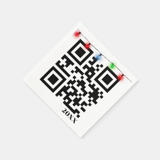 Frohe Weihnachts QR Code mit String Lights Serviette (Ecke)