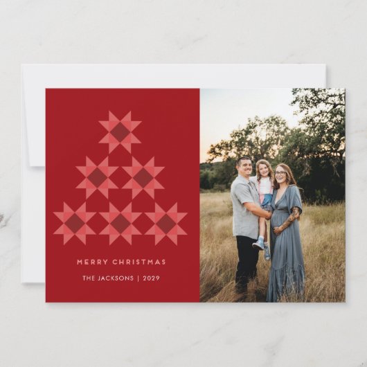 Frohe Weihnachts-Quilt-Sterne-Urlaubsgestaltung Feiertagskarte (Vorderseite)