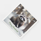 Frohe Weihnachts Raccoon Papier Napkins Serviette (Ecke)