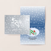 Frohe Weihnachts-Radfahrer Französisch Foil Card Folienkarte (Anzeige)