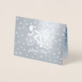 Frohe Weihnachts-Radfahrer Französisch Foil Card Folienkarte (Vorderseite)