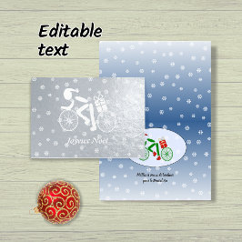 Frohe Weihnachts-Radfahrer Französisch Foil Card Folienkarte