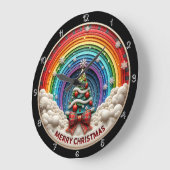 Frohe Weihnachts Rainbow Art Große Wanduhr (Winkel)