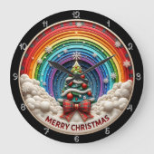 Frohe Weihnachts Rainbow Art Große Wanduhr (Vorderseite)