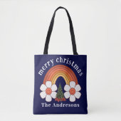 Frohe Weihnachts Rainbow Personalisiert Large Tasche (Vorderseite)