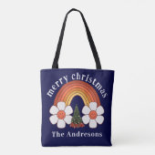 Frohe Weihnachts Rainbow Personalisiert Large Tasche (Rückseite)