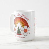 Frohe Weihnachts-Rainbow personalisierte Mug Kaffeetasse (Vorderseite Links)