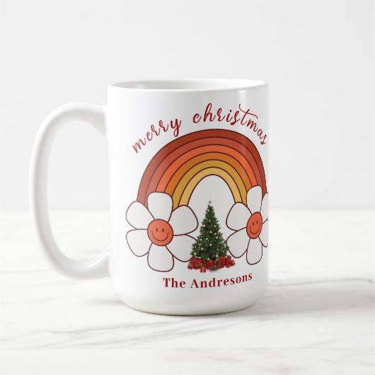 Frohe Weihnachts-Rainbow personalisierte Mug Kaffeetasse (Links)
