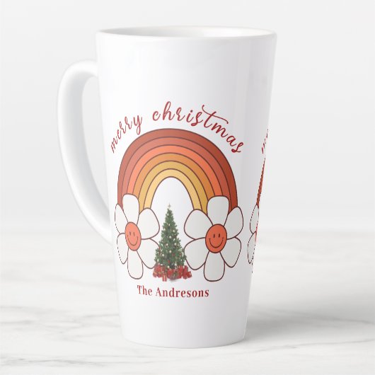 Frohe Weihnachts-Rainbow personalisierte Mug Milchtasse (Linke Ecke)