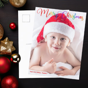 Frohe Weihnachts-Rainbow-Script-Overlay-Foto Feiertagspostkarte