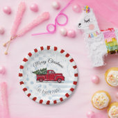 Frohe Weihnachts Red Antique Truck Papier Platte Pappteller (Party)