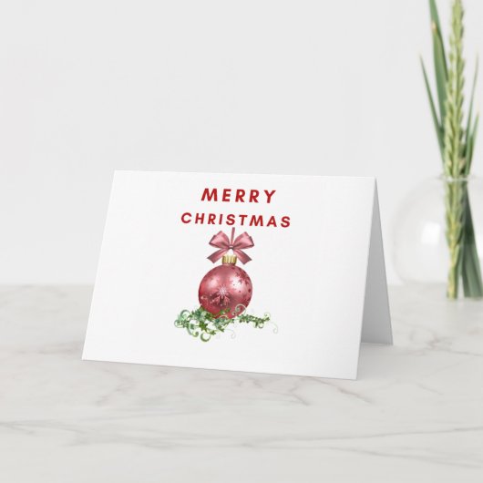 Frohe Weihnachts Red Bauble Card Feiertagskarte (Vorderseite)