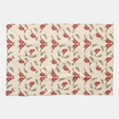 Frohe Weihnachts Red Bird Muster Geschirrtuch (Horizontal)