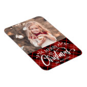 Frohe Weihnachts Red Black Kariert Foto Magnet (Rechte Seite)