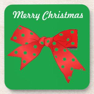 Frohe Weihnachts Red Bow anpassen Getränkeuntersetzer