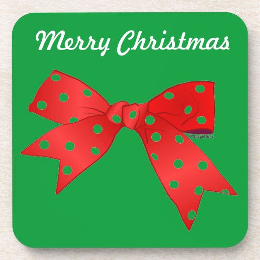 Frohe Weihnachts Red Bow anpassen Getränkeuntersetzer (Vorderseite)