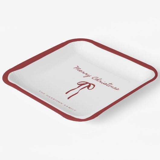 Frohe Weihnachts Red Bow Holiday Paper Teller (Gewinkelt)