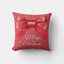 Frohe Weihnachts Red Bow Throw Kissen