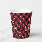 Frohe Weihnachts Red Buffalo Kariert-Feier Pappbecher (Rechts)