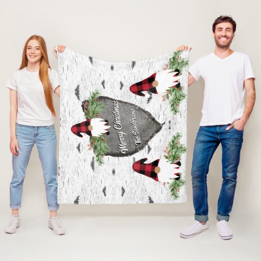 Frohe Weihnachts Red Buffalo Kariert Gnomes Sherpa Fleecedecke (Beispiel)