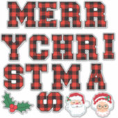 Frohe Weihnachts Red Buffalo Karierte Briefe Aufkleber (Vorderseite)