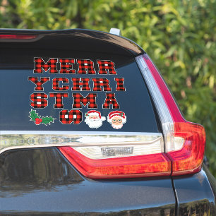 Frohe Weihnachts Red Buffalo Karierte Briefe Aufkleber