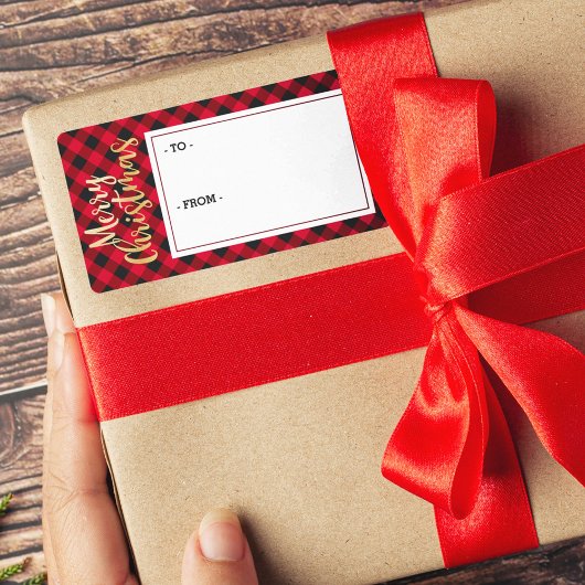 Frohe Weihnachts Red Buffalo Karierte Sticker Gesc