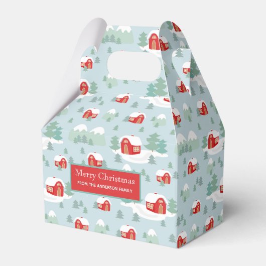 Frohe Weihnachts Red Cabin Personalisierter Name Geschenkschachtel (Vorderseite)