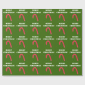 Frohe Weihnachts Red Candy Cane Wrapping Paper Geschenkpapier (Flach)