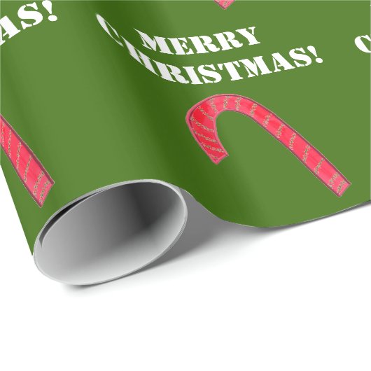 Frohe Weihnachts Red Candy Cane Wrapping Paper Geschenkpapier (Rolleneckpunkt)