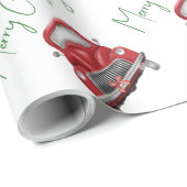 Frohe Weihnachts Red Car Musterschrift Geschenkpapier (Rolleneckpunkt)