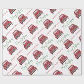 Frohe Weihnachts Red Car Musterschrift Geschenkpapier (Flach)
