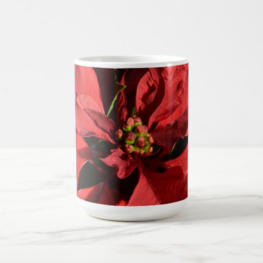 Frohe Weihnachts Red Curly Poinsettia Kaffeetasse (Mittel)
