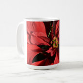 Frohe Weihnachts Red Curly Poinsettia Kaffeetasse (Vorderseite Links)
