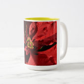 Frohe Weihnachts Red Curly Poinsettia Zweifarbige Tasse (VorderseiteRechts)