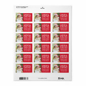 Frohe Weihnachts Red Custom Foto Rücksendeadresse Adressaufkleber (Vorne)