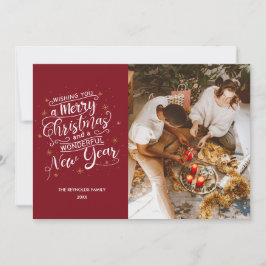 Frohe Weihnachts-Red Family-Foto-Urlaubskarte Feiertagskarte