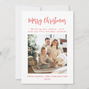 Frohe Weihnachts-Red Family-Foto-Urlaubskarte Feiertagskarte