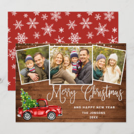 Frohe Weihnachts Red Farm Truck 3 Foto Feiertagskarte