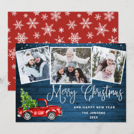 Frohe Weihnachts Red Farm Truck 3 Foto Feiertagskarte