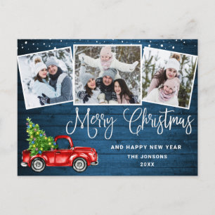 Frohe Weihnachts Red Farm Truck 3 Foto Postkarte