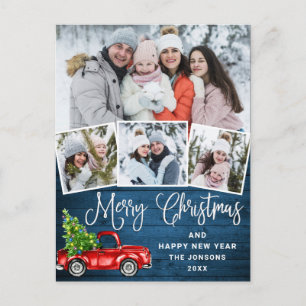 Frohe Weihnachts Red Farm Truck 4 Foto Postkarte