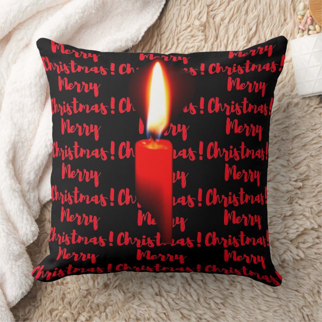 Frohe Weihnachts Red Flame Candle Kissen (Decke)