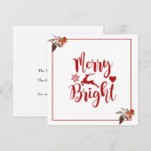 Frohe Weihnachts Red Floral Urlaub Flat Card (Vorne/Hinten)